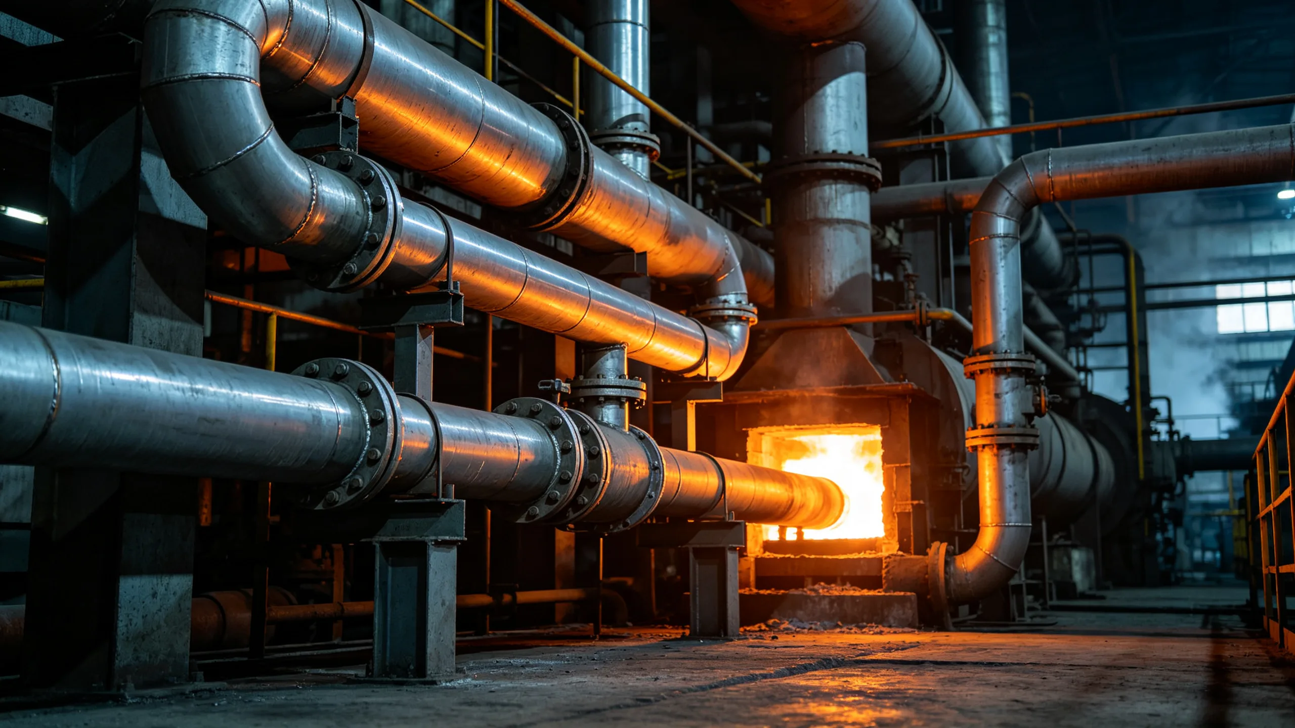 Steel mill pipe clamp installation on high-temperature hydraulic lines — heat and scale resistant DIN 3015 clamps by WeiQue